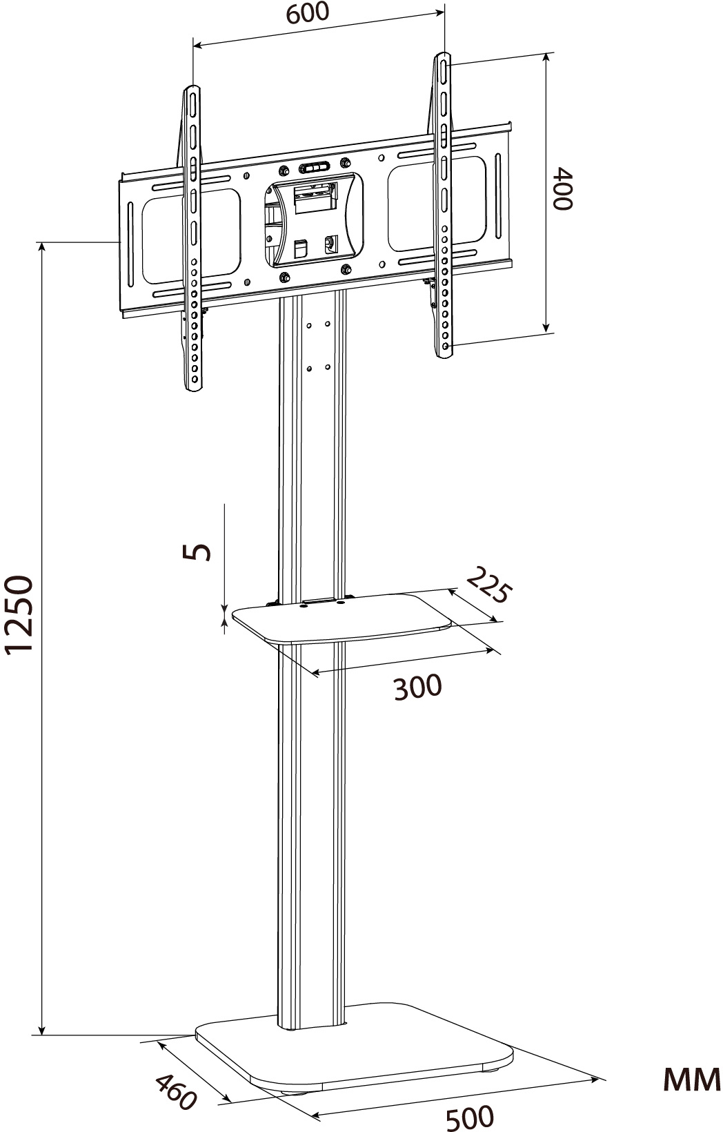 Cactus CS-ST97-D черный 32"-70" макс.68кг напольный