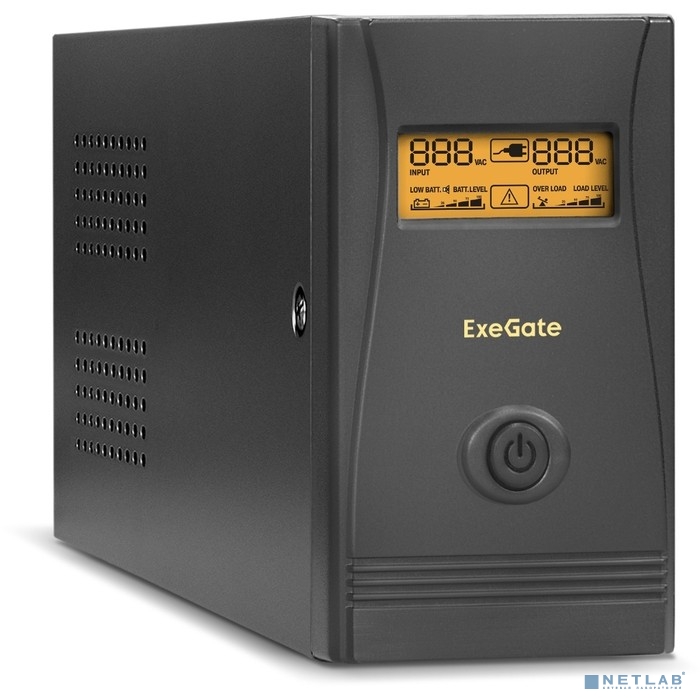 Exegate EP285477RUS ИБП ExeGate Power Smart ULB-850.LCD.AVR.C13.RJ <850VA/480W, LCD, AVR, 4*IEC-C13, RJ45/11, Black>