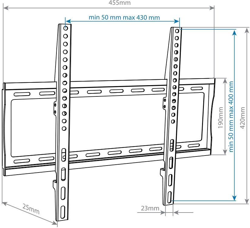 Arm Media STEEL-3 new черный 22"-65" макс.50кг настенный фиксированный