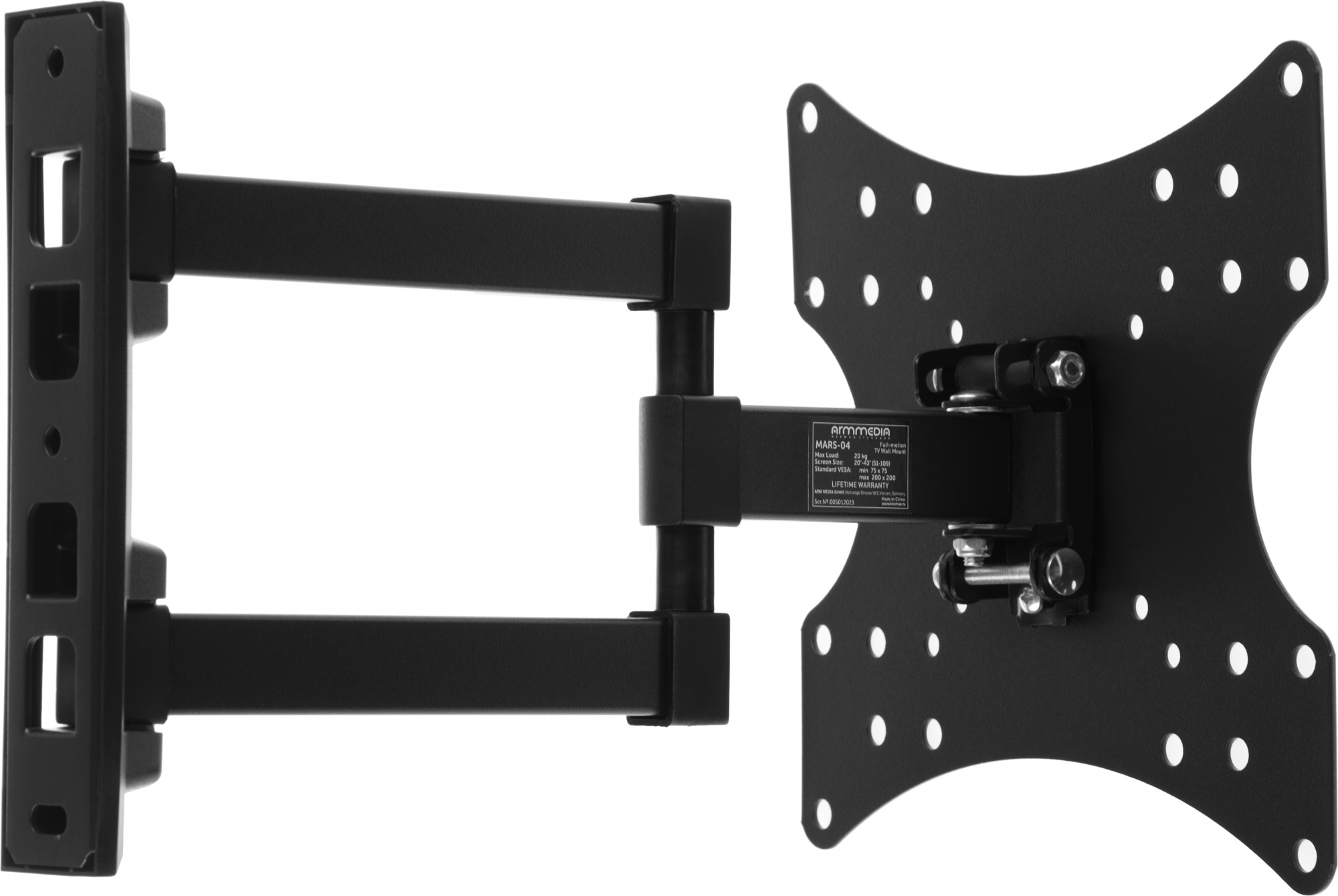 Arm Media MARS-04 черный 20"-43" макс.20кг настенный поворот и наклон