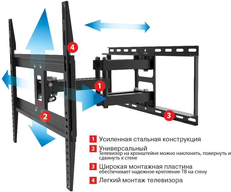 Arm Media COBRA-50 черный 22"-65" макс.35кг настенный поворотно-выдвижной и наклонный Arm Media COBRA-50 черный 22"-65" макс.35кг настенный поворотно-выдвижной и наклонный