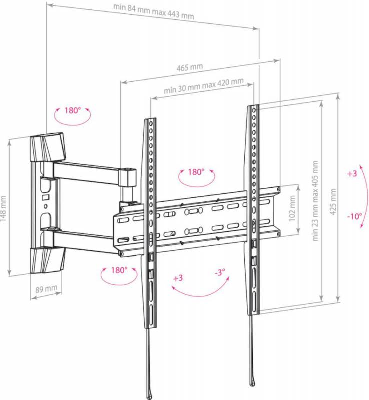 Arm Media LCD-414 черный 26"-55" макс.35кг настенный поворот и наклон