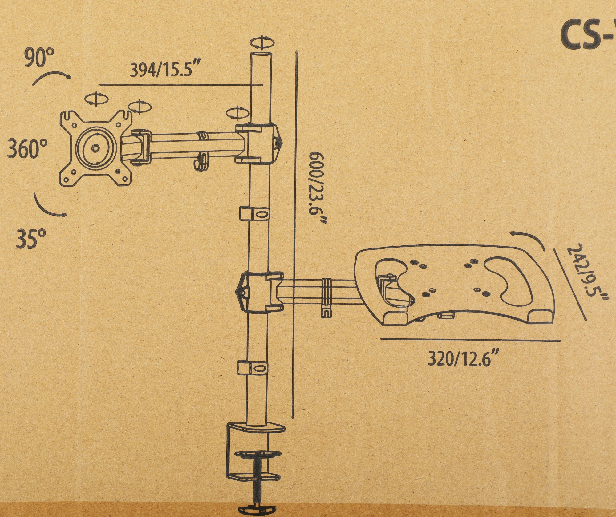 Cactus CS-VM-LH07-AL серебряный 13"-27" макс.8кг настольный поворот и наклон
