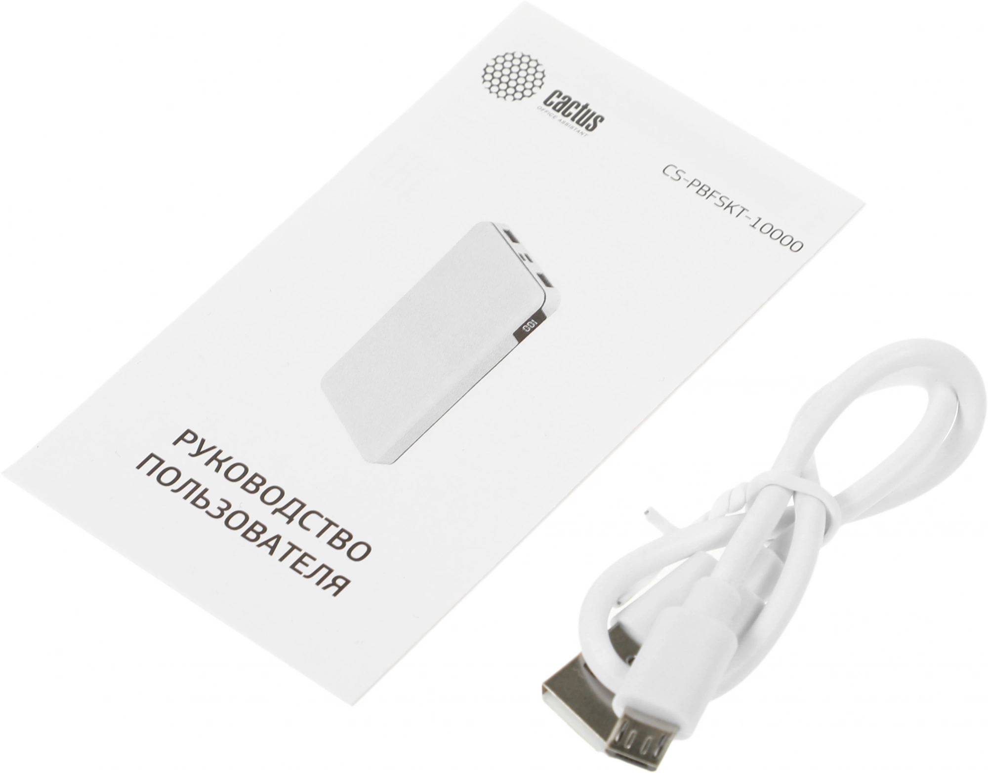 Мобильный аккумулятор Cactus CS-PBFSKT-10000 10000mAh 2.1A 2xUSB белый Мобильный аккумулятор Cactus CS-PBFSKT-10000 10000mAh 2.1A 2xUSB белый