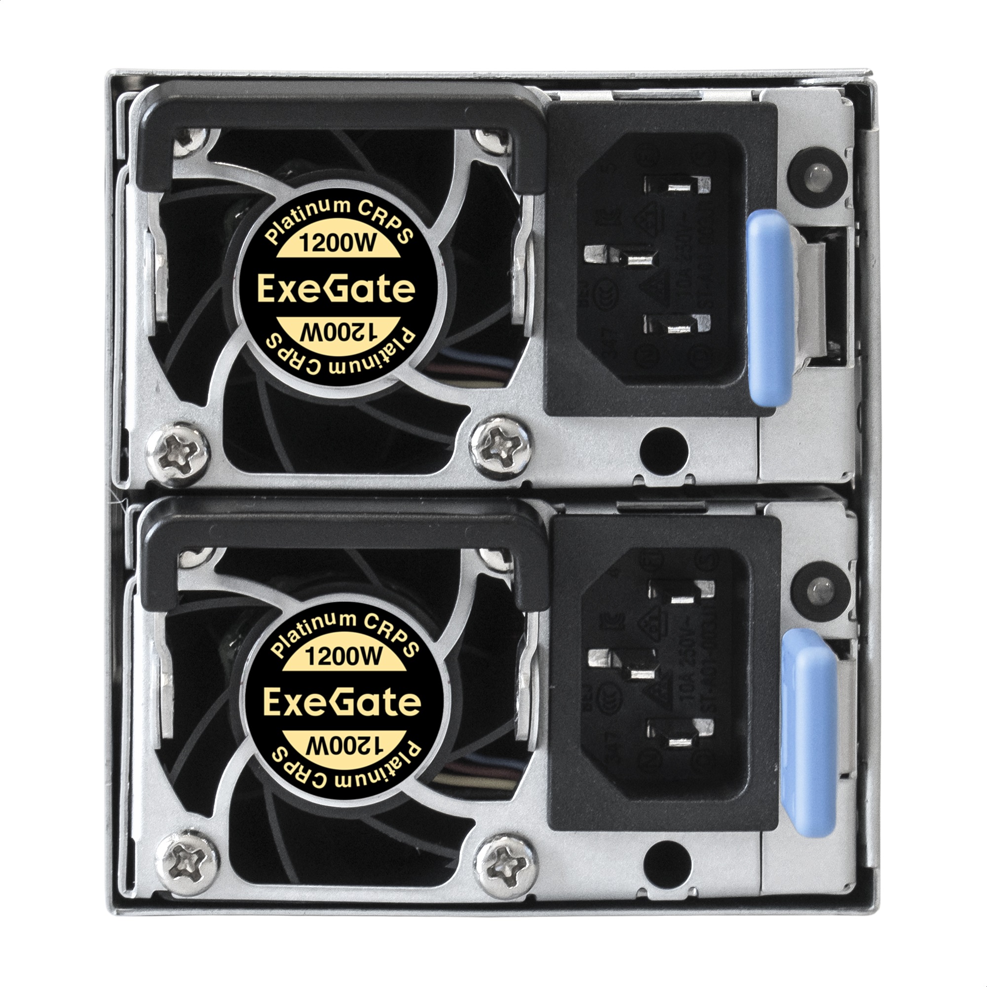Exegate EX292324RUS Серверный БП с резервированием 2U Redundant 2x1200W ExeGate Industrial-RTS1200 (APFC, КПД 94% (80 PLUS Platinum), 4 cm fan, 24pin, 2x(4+4)pin, 2PCIe, 2SATA, 6IDE, Cable Management)