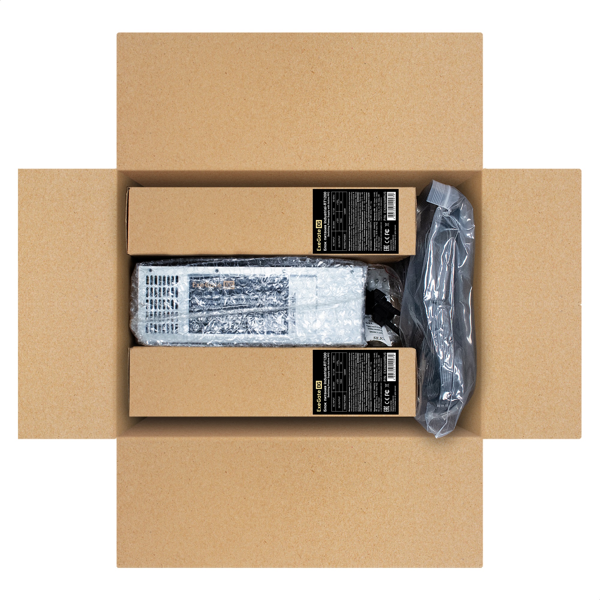 Exegate EX292324RUS Серверный БП с резервированием 2U Redundant 2x1200W ExeGate Industrial-RTS1200 (APFC, КПД 94% (80 PLUS Platinum), 4 cm fan, 24pin, 2x(4+4)pin, 2PCIe, 2SATA, 6IDE, Cable Management) Exegate EX292324RUS Серверный БП с резервированием 2U Redundant 2x1200W ExeGate Industrial-RTS1200 (APFC, КПД 94% (80 PLUS Platinum), 4 cm fan, 24pin, 2x(4+4)pin, 2PCIe, 2SATA, 6IDE, Cable Management)