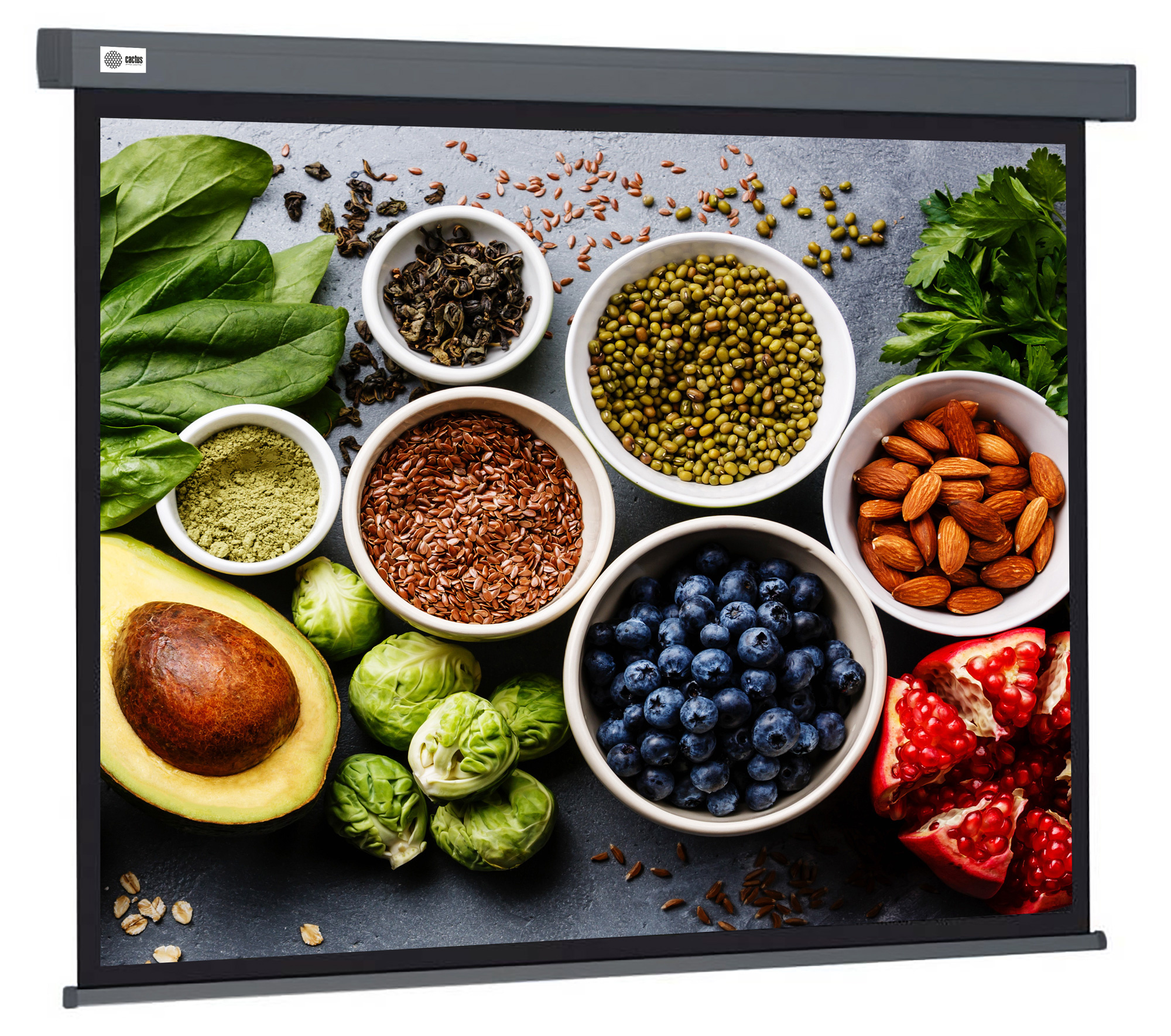 Экран Cactus Wallscreen CS-PSW-150X150-SG,  150х150 см, 1:1,  настенно-потолочный серый