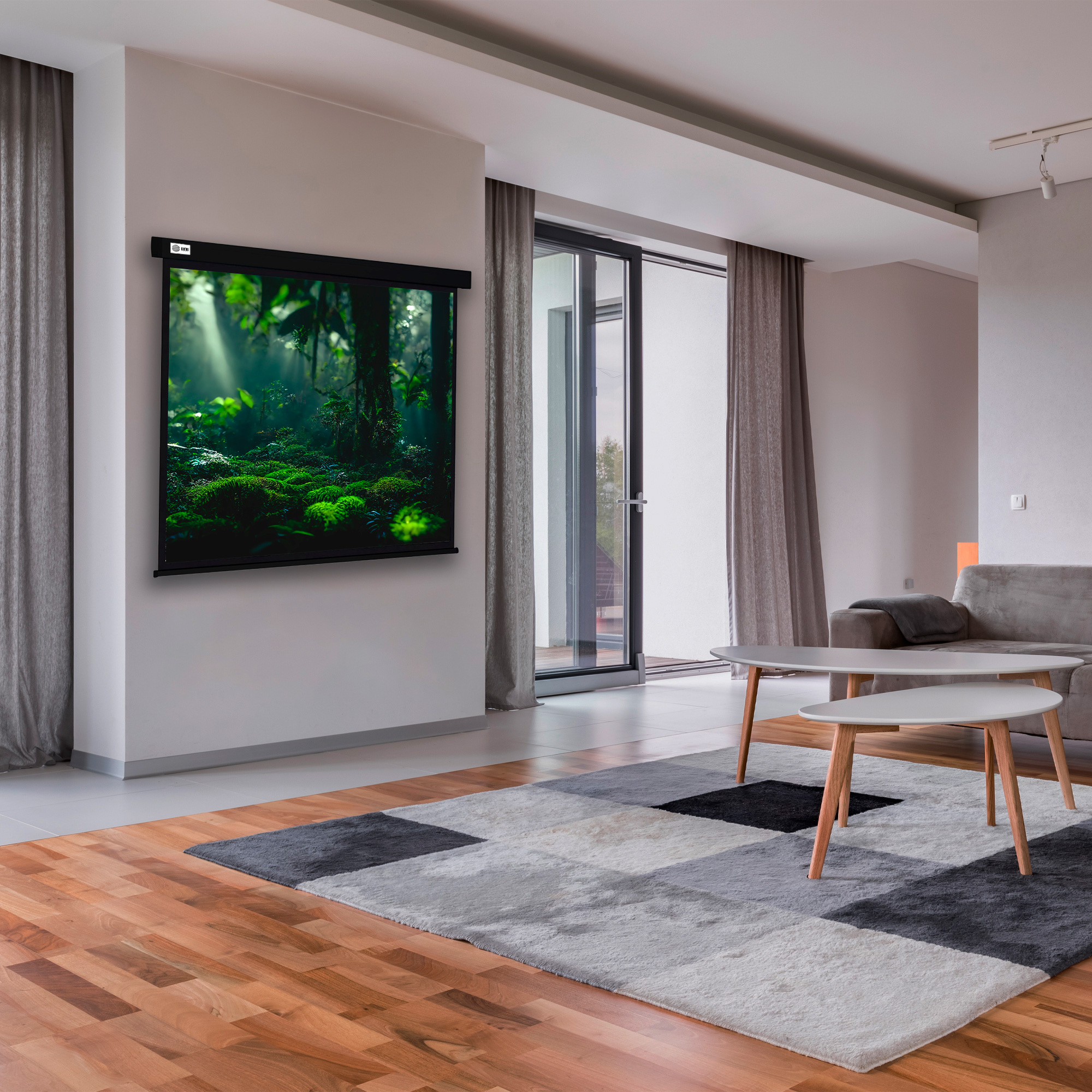 Экран Cactus Wallscreen CS-PSW-213X213-BK,  213х213 см, 1:1,  настенно-потолочный черный