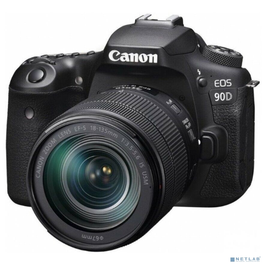 Canon EOS 90D черный {32.5Mpix 18-135 IS USM 3" 1080p 4K SDXC Li-ion (с объективом)}