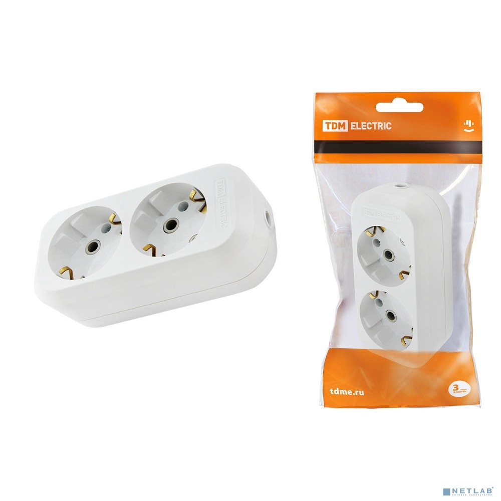 TDM SQ1806-0015 Колодка розеточная 2 гнезда 2П+З 16А 250В белая