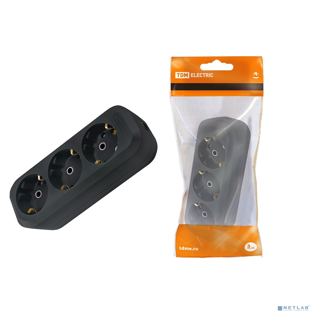 TDM SQ1806-0113 Колодка розеточная 3 гнезда 2П+3 16А 250В черная