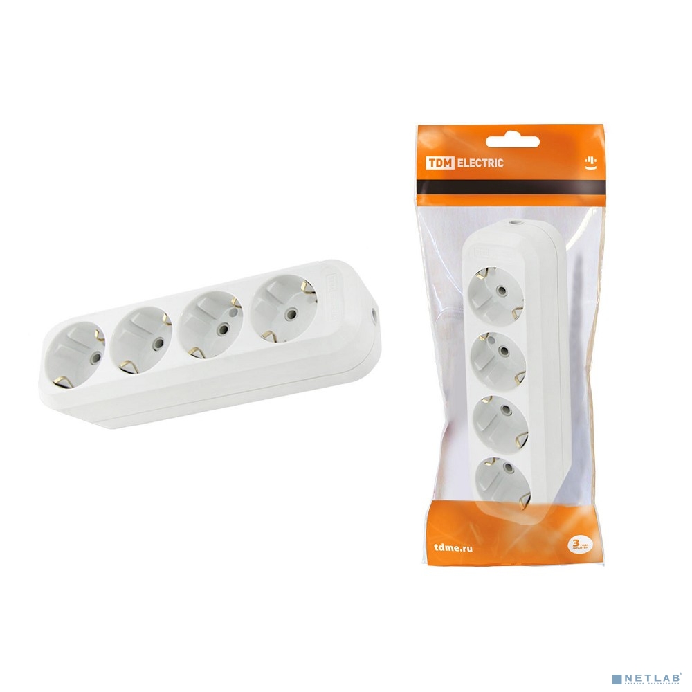TDM SQ1806-0014 Колодка розеточная 4 гнезда 2П+3 16А 250В белая