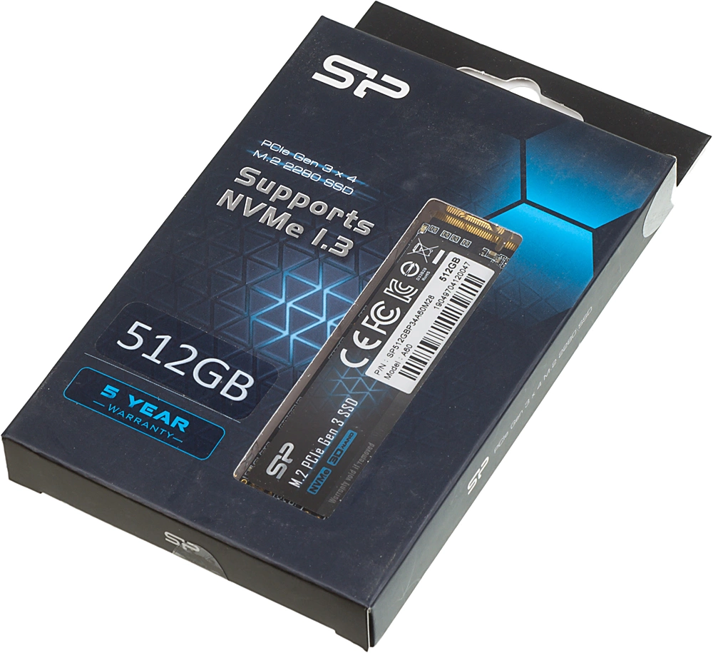 Silicon Power SSD 512Gb A60 SP512GBP34A60M28, M.2 2280, PCI-E x4, NVMe