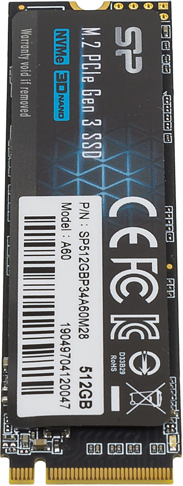 Silicon Power SSD 512Gb A60 SP512GBP34A60M28, M.2 2280, PCI-E x4, NVMe