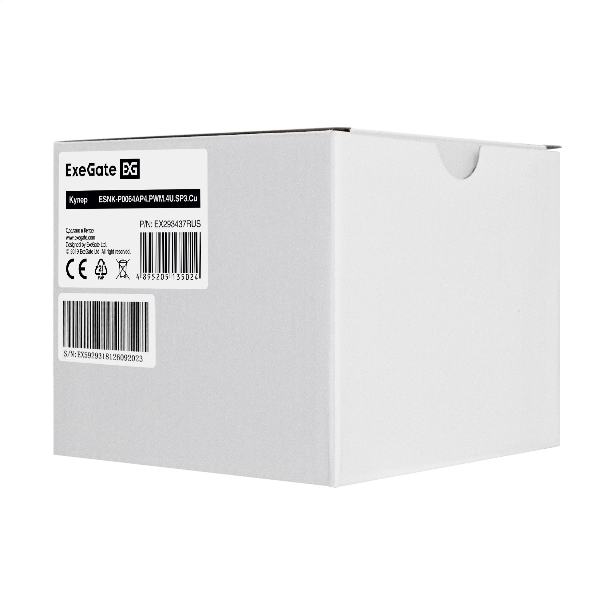 Exegate EX293437RUS Кулер ExeGate ESNK-P0064AP4.PWM.4U.SP3.Cu (Al+Cu, 4U, 6 тепл. трубок, LGA SP3, TDP 280W, PWM, 1900-3800RPM, 2 ball bearing, 4pin, 44db, 730г, на винтах, с термопастой, Retail box)