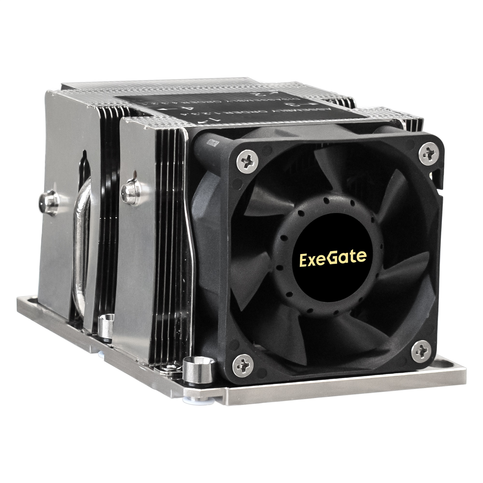 Exegate EX293440RUS Кулер ExeGate ESNK-P0068APS4.PWM.2U.3647.Cu {Al+Cu, 2U, 3 тепл. трубки, LGA3647, TDP 205W, Fan 80mm, PWM, 2100-6800RPM, 2 ball bearing, 4pin, 52db, 410г, на винтах, с термопастой}