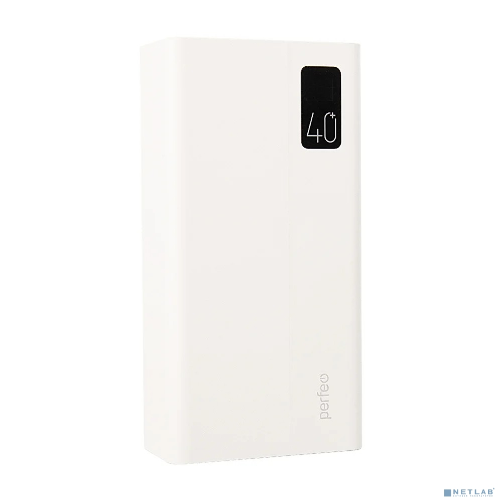 Perfeo Powerbank MOUNTAINS 40000 mAh/LED дисплей/PD + QC 3.0/Type-C/4 USB/Выход: 3A, max 22.5W/White (PF_D0160)