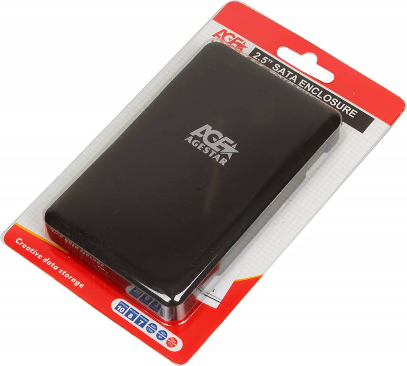 AgeStar 31UBCP3C Внешний корпус для HDD/SSD  SATA USB3.1 пластик черный 2.5&quot;