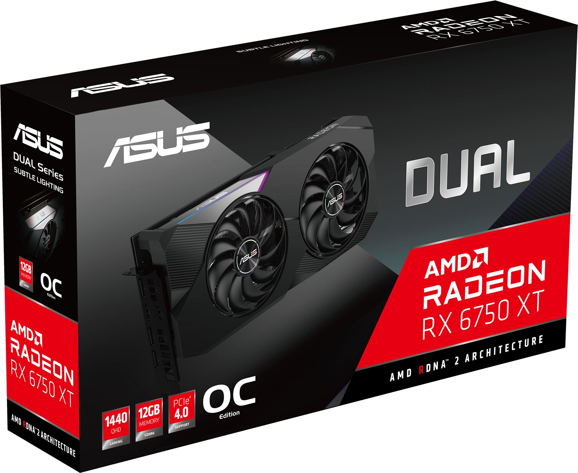 Видеокарта Asus PCI-E 4.0 DUAL-RX6750XT-O12G AMD Radeon RX 6750XT 12288Mb 192 GDDR6 2512/18000 HDMIx1 DPx3 HDCP Ret