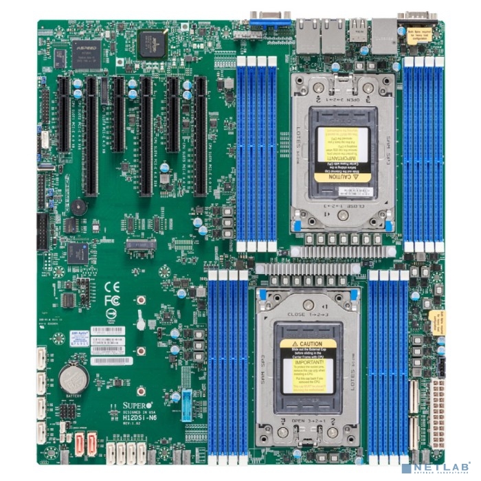 Supermicro MBD-H12DSI-N6-B Материнская плата Dual AMD EPYC™ 7003/7002 Series Processors, 4TB Registered ECC DDR4 3200MHz SDRAM in 16 DIMMs, 10 SATA3, 2 SATADOM, 4 NVMe {10}