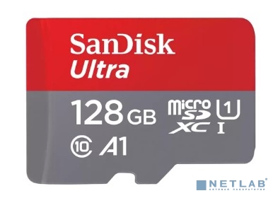 Micro SecureDigital 128GB SanDisk Ultra Class 10, UHS-I, R 140 МБ/с, &lt;SDSQUAB-128G-GN6MN&gt; без адаптера SD