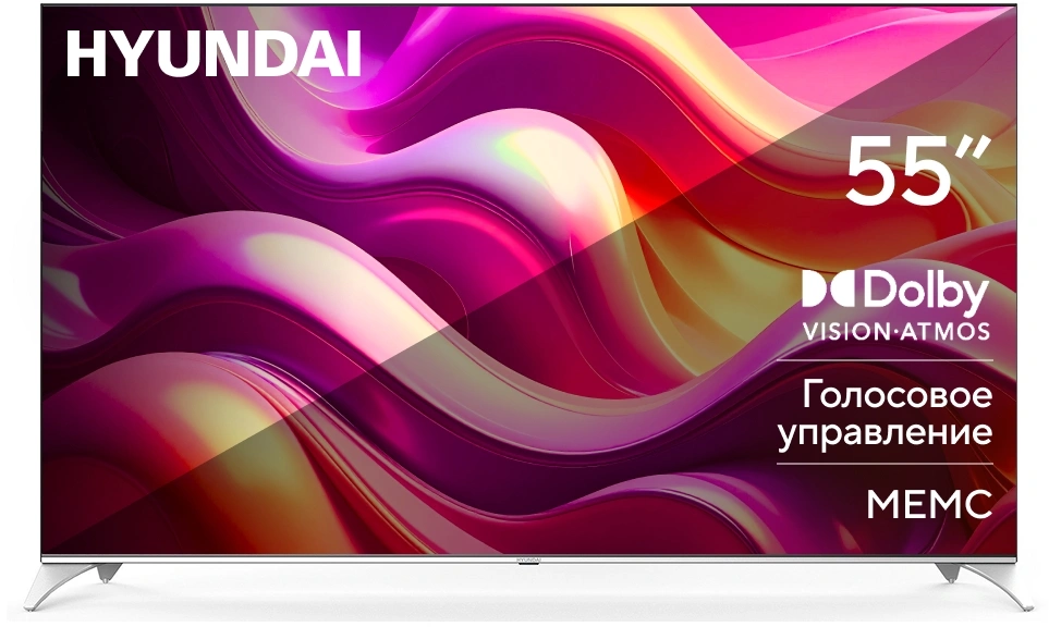 Hyundai 55" H-LED55QBU7500 Android TV Frameless черный 4K Ultra HD 60Hz DVB-T DVB-T2 DVB-C DVB-S DVB-S2 USB WiFi Smart TV
