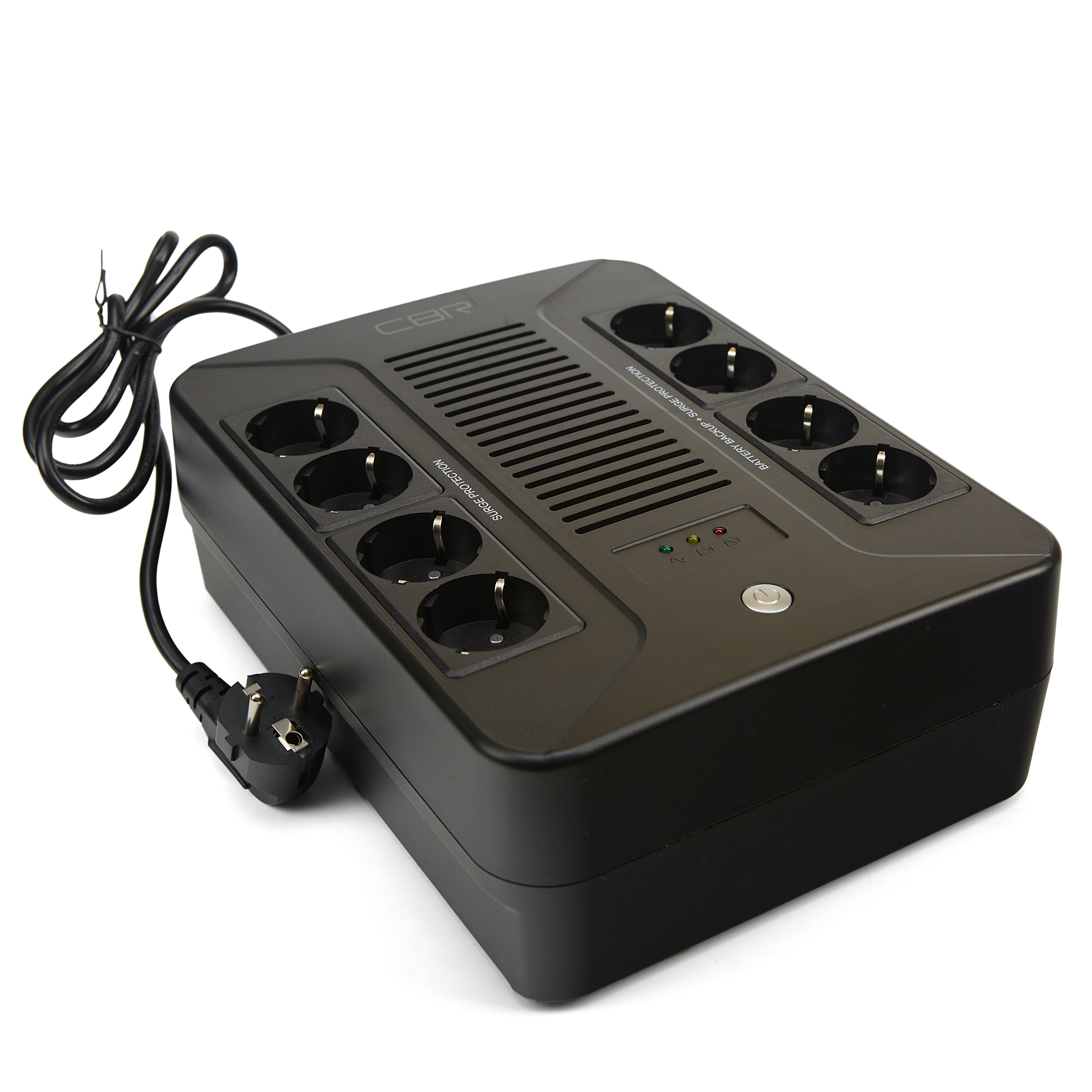 ИБП CBR [UPS-OFB-101E-650] 650VA/390W, Schuko CEE 7 Outlets: (x4 Battery &amp; Surge Protected; x4 Surge Protected), LED, AVR, SEC, 12V/7Ah
