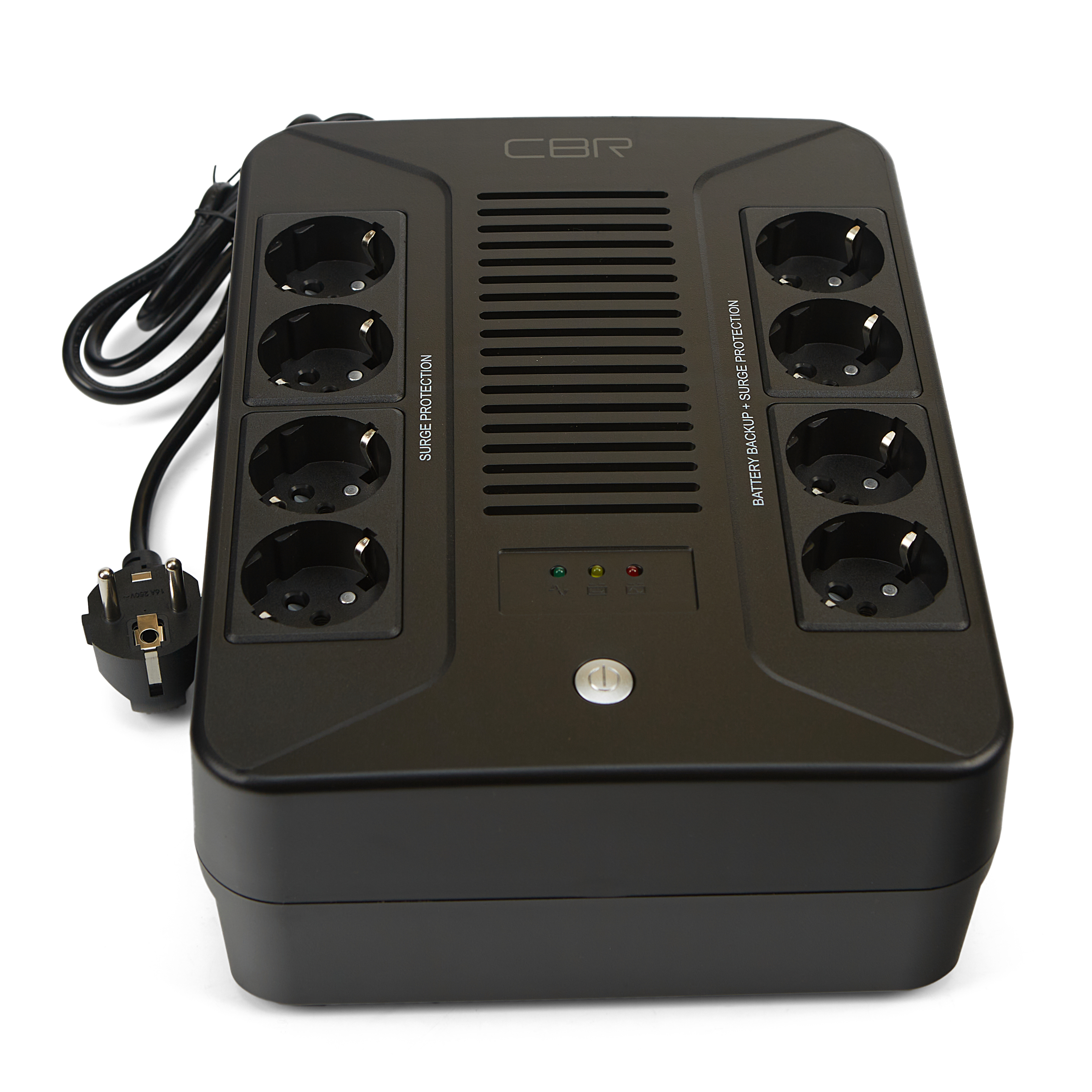 ИБП CBR [UPS-OFB-101E-650] 650VA/390W, Schuko CEE 7 Outlets: (x4 Battery &amp; Surge Protected; x4 Surge Protected), LED, AVR, SEC, 12V/7Ah