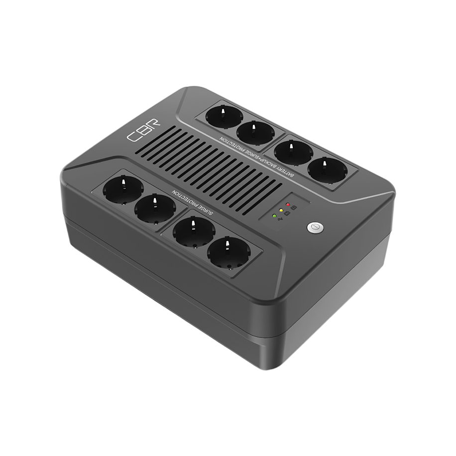 ИБП CBR [UPS-OFB-101E-650] 650VA/390W, Schuko CEE 7 Outlets: (x4 Battery &amp; Surge Protected; x4 Surge Protected), LED, AVR, SEC, 12V/7Ah