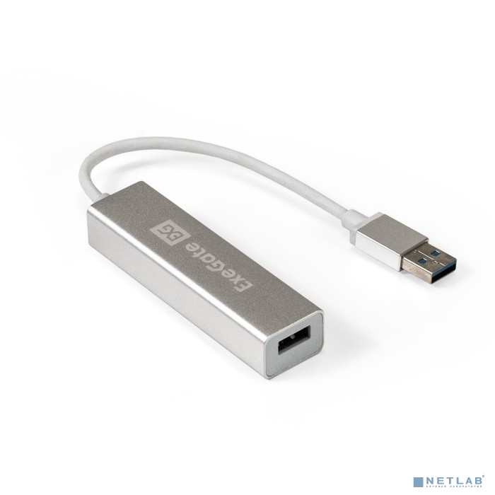 Exegate EX293981RUS USB-Хаб (концентратор) ExeGate DUB-4 (кабель-адаптер USB3.0 --&gt; 4xUSB3.0, Plug&amp;Play, серебристый)