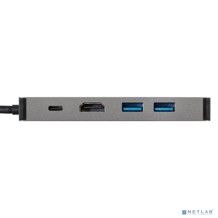 Exegate EX293982RUS Док-станция ExeGate DUB-21C/PD/HL (кабель-адаптер USB Type-C --&gt; 2xUSB3.0 + PD 100W + HDMI 4K@60Hz + Lan RJ45 10/100/1000Mb, Plug&amp;Play, серая)