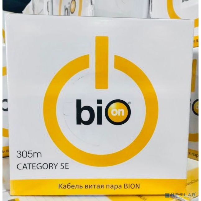 Кабель витая пара Bion BCL-U5445-181 U/UTP, кат.5e, 4x2x0,455мм AWG 25, медь, одножильный, PVC, для внутренней прокладки, 305м, серый