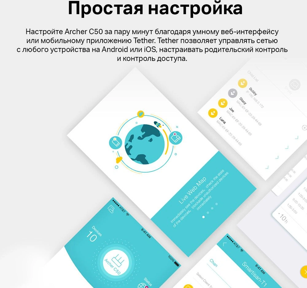TP-Link Archer C50 Двухдиапазонный роутер Wi-Fi AC1200 с поддержкой MU-MIMO