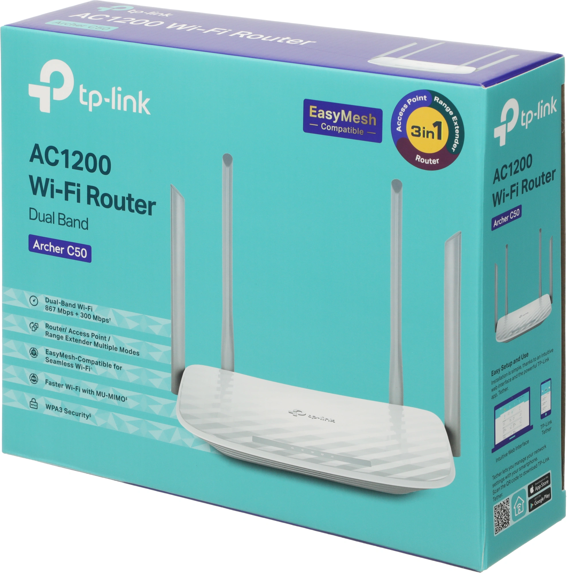 TP-Link Archer C50 Двухдиапазонный роутер Wi-Fi AC1200 с поддержкой MU-MIMO
