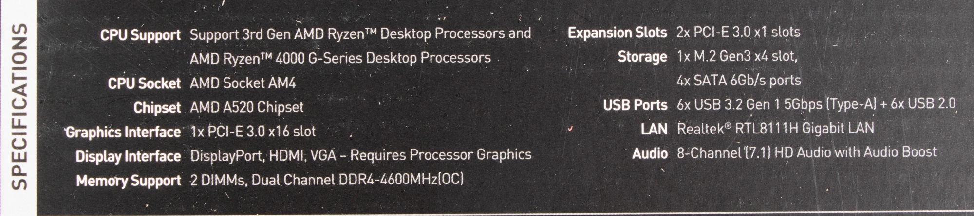 MSI A520M PRO {Soc-AM4 AMD A520 2xDDR4 mATX AC`97 8ch(7.1) GbLAN RAID+VGA+HDMI+DP}