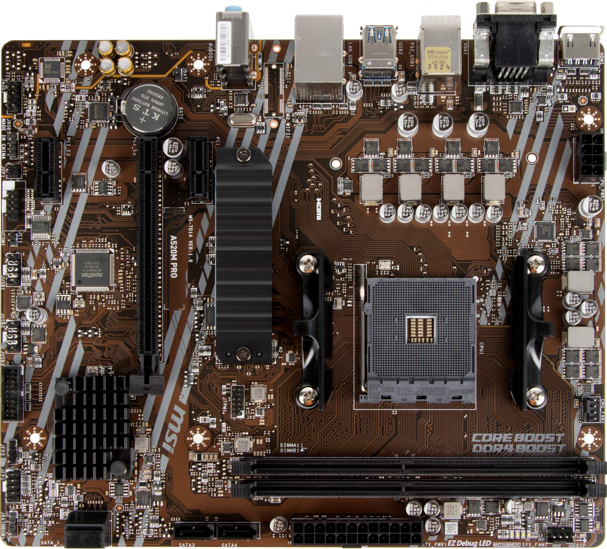 MSI A520M PRO {Soc-AM4 AMD A520 2xDDR4 mATX AC`97 8ch(7.1) GbLAN RAID+VGA+HDMI+DP}