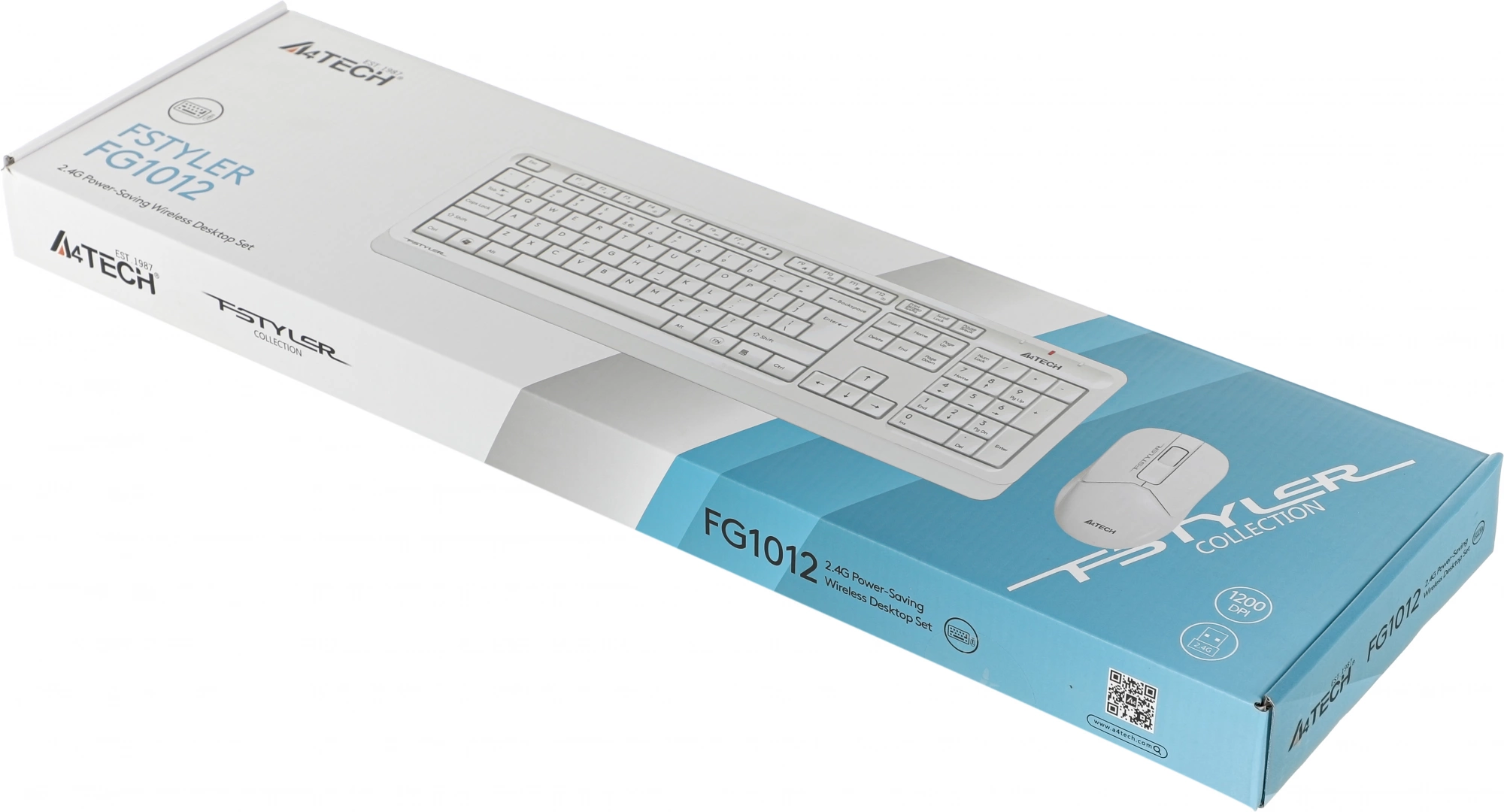 Клавиатура + мышь A4Tech Fstyler FG1012 клав:белый мышь:белый USB беспроводная Multimedia [1599042]