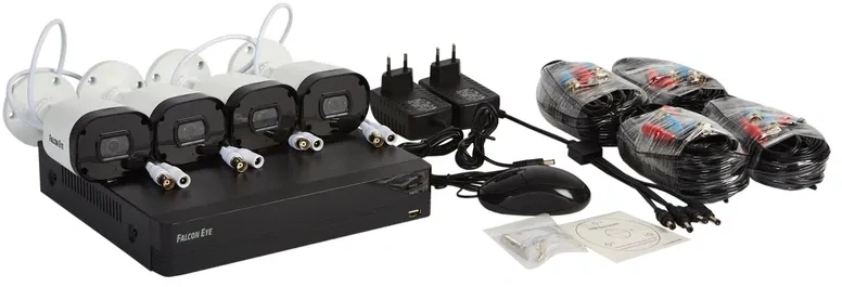 Falcon Eye FE-104MHD KIT ДАЧА SMART Комплект видеонаблюдения Гибридный регистратор с поддержкой AHD/TVI/CVI/IP/Аналог. Алгоритм сжатия H.264