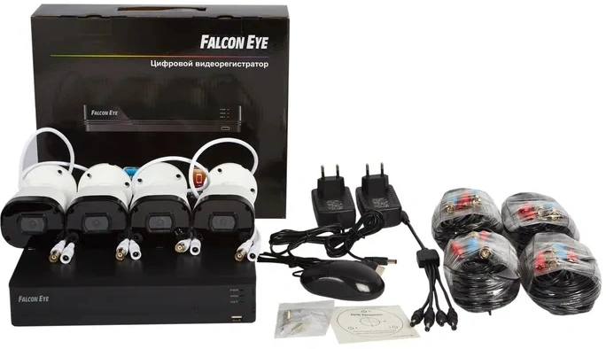 Falcon Eye FE-104MHD KIT ДАЧА SMART Комплект видеонаблюдения Гибридный регистратор с поддержкой AHD/TVI/CVI/IP/Аналог. Алгоритм сжатия H.264