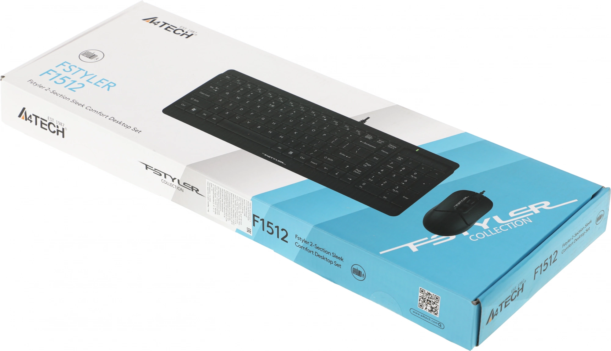 Клавиатура + мышь A4Tech Fstyler F1512 клав:черный мышь:черный USB (F1512 BLACK)