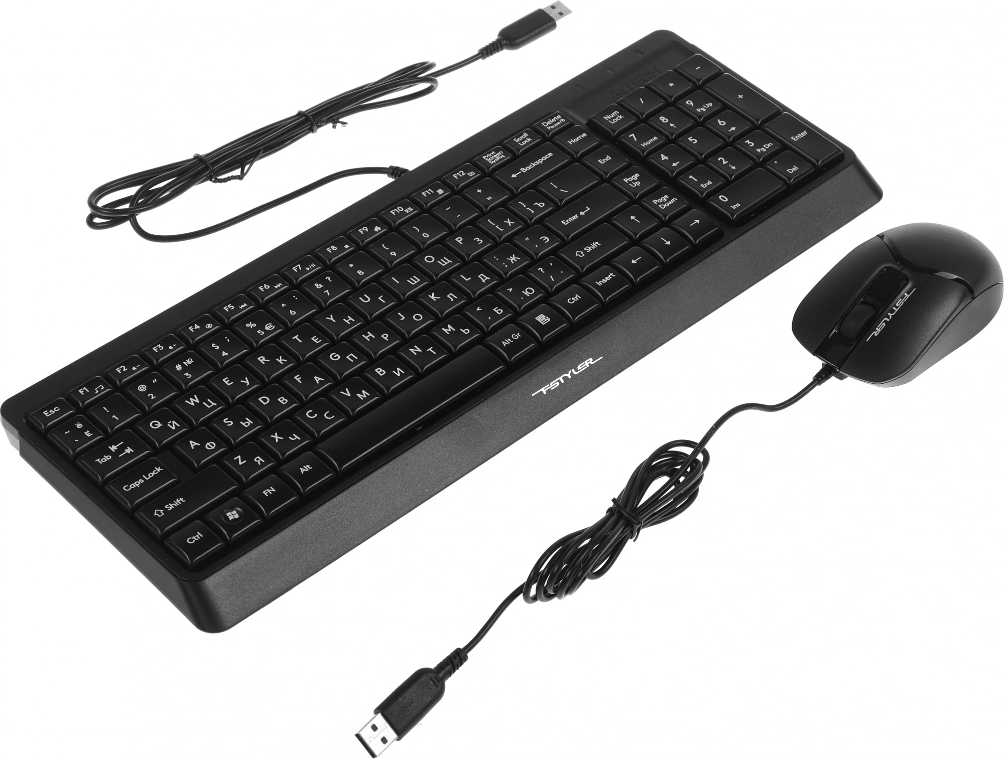 Клавиатура + мышь A4Tech Fstyler F1512 клав:черный мышь:черный USB (F1512 BLACK)