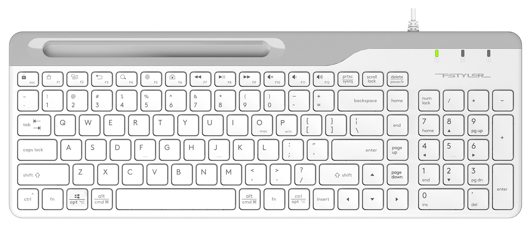 Клавиатура A4Tech Fstyler FK25 белый/серый USB slim [1530217]