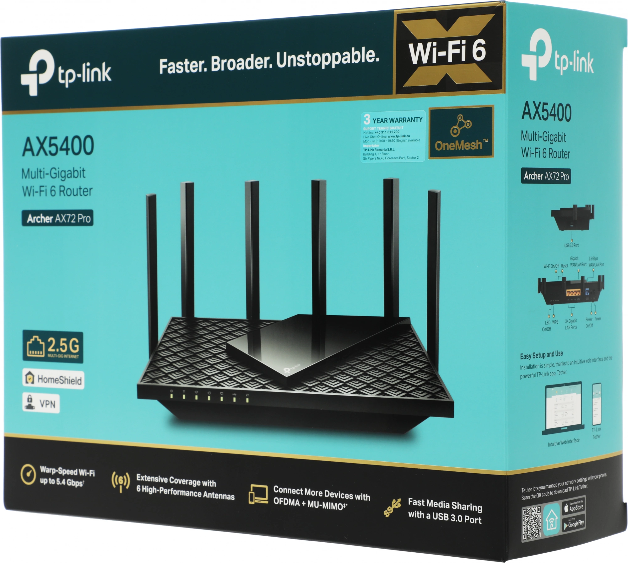 TP-Link Archer AX72 Pro AX5400 Двухдиапазонный гигабитный Wi-Fi 6 роутер TP-Link Archer AX72 Pro AX5400 Двухдиапазонный гигабитный Wi-Fi 6 роутер