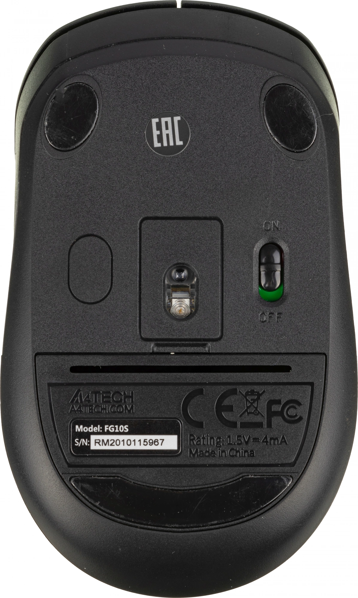 A-4Tech Мышь Fstyler FG10S черный/серый оптическая (2000dpi) беспроводная USB [1204030]