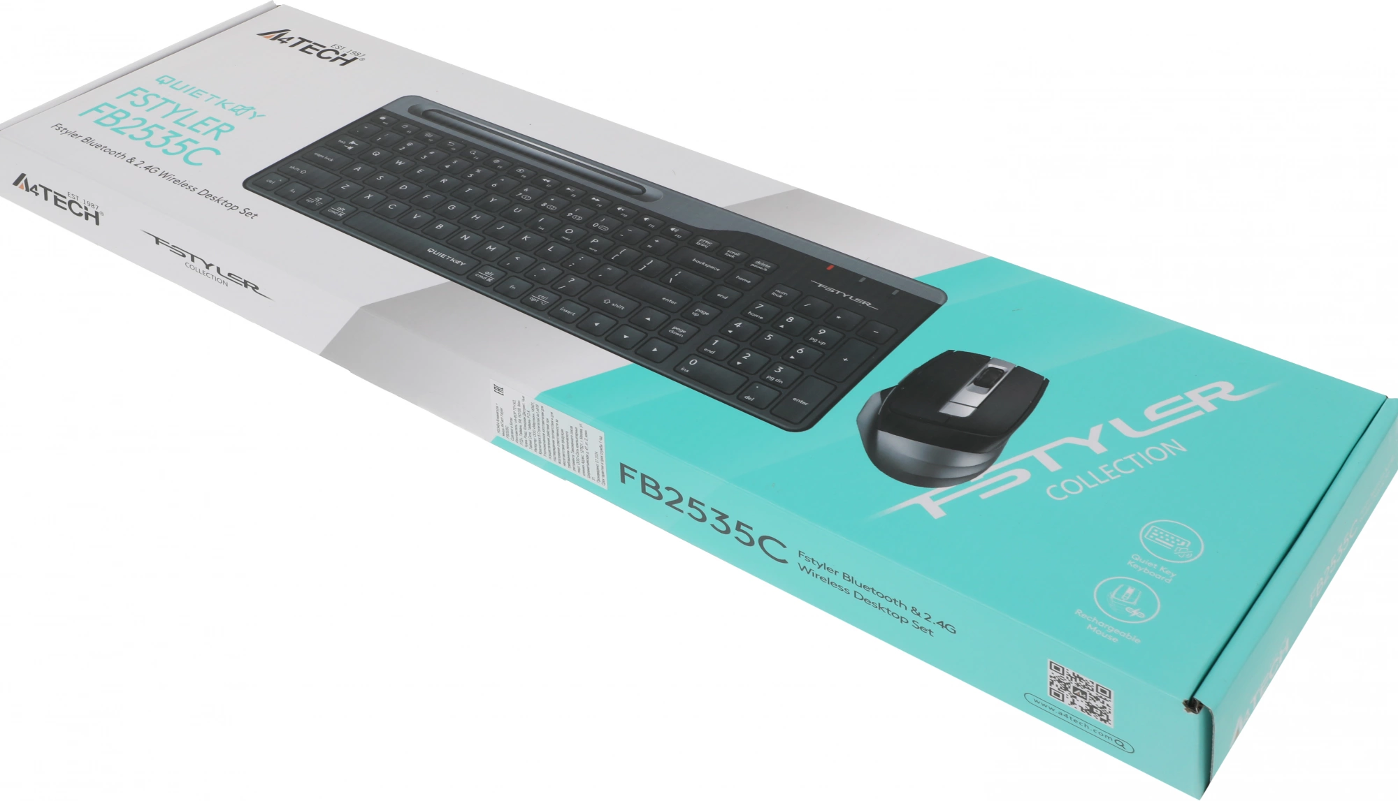 Клавиатура + мышь A4Tech Fstyler FB2535C клав:черный/серый мышь:черный/серый USB беспроводная Blueto