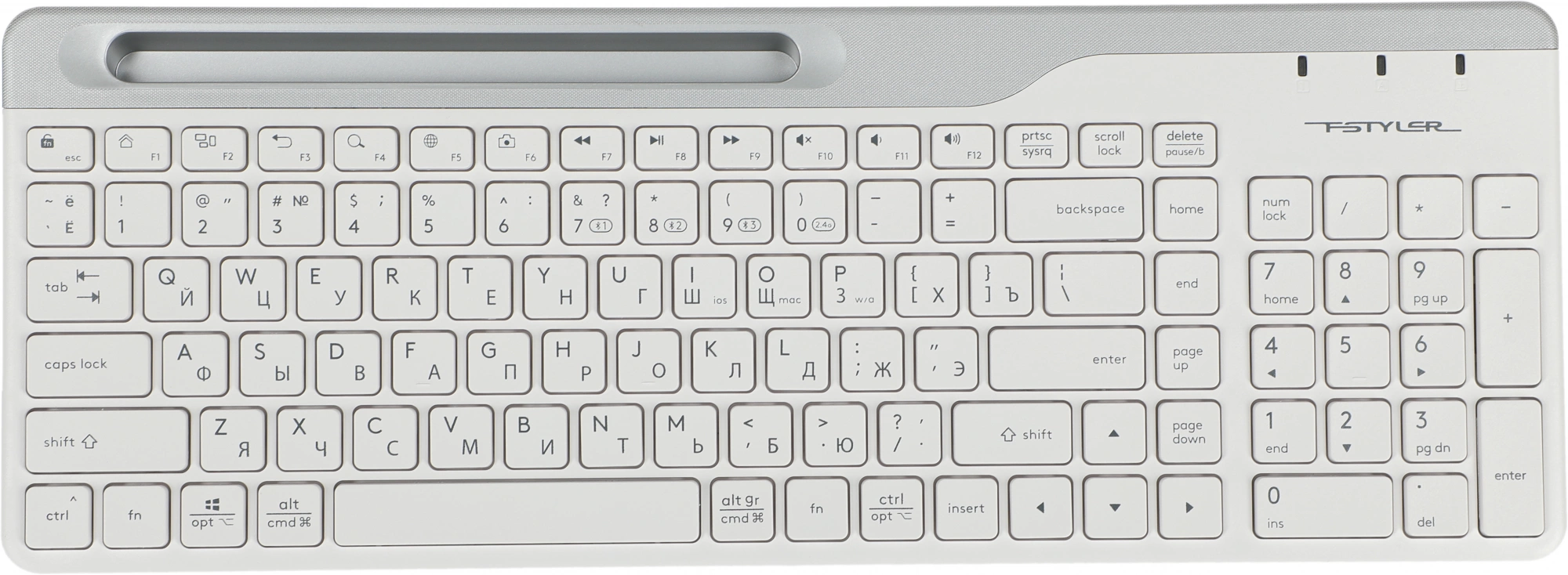 Клавиатура A4Tech Fstyler FBK25 белый/серый USB беспроводная BT/Radio slim Multimedia