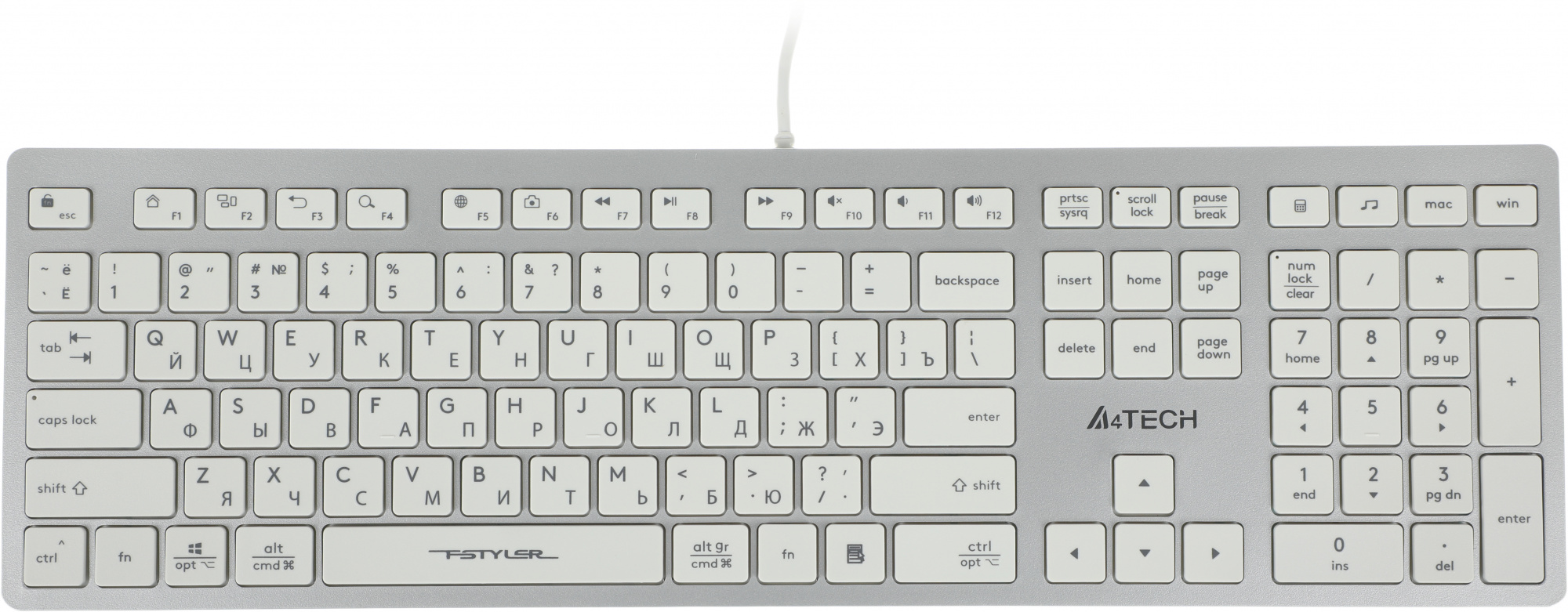 Клавиатура A4Tech Fstyler FX50 белый USB slim Multimedia (FX50 WHITE)
