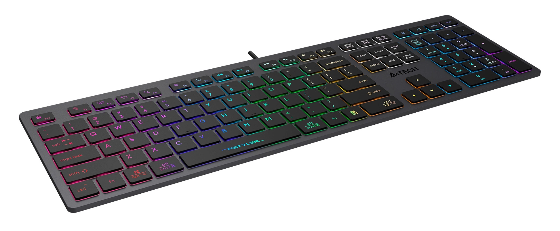 Клавиатура A4Tech Fstyler FX60 серый USB slim LED (FX60 GREY / NEON) Клавиатура A4Tech Fstyler FX60 серый USB slim LED (FX60 GREY / NEON)