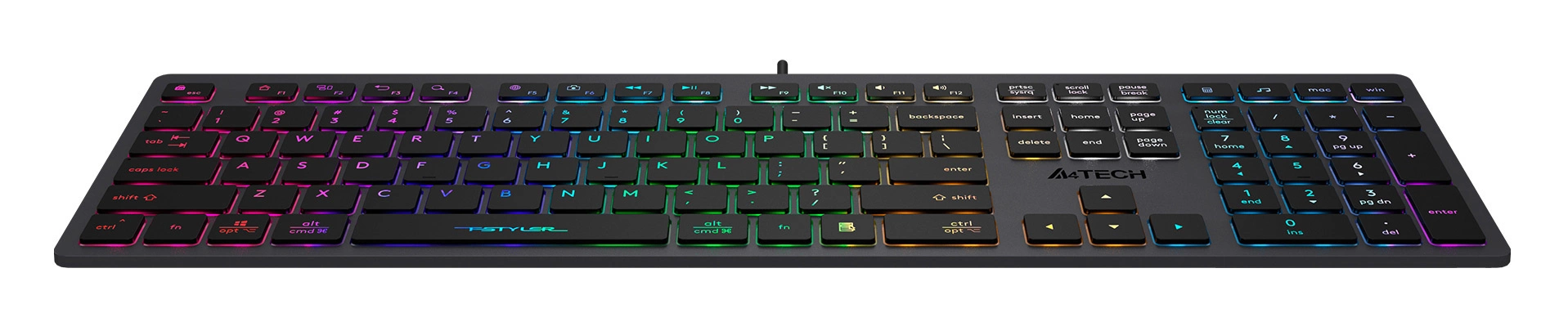 Клавиатура A4Tech Fstyler FX60 серый USB slim LED (FX60 GREY / NEON) Клавиатура A4Tech Fstyler FX60 серый USB slim LED (FX60 GREY / NEON)