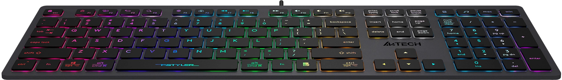 Клавиатура A4Tech Fstyler FX60H серый USB slim LED (FX60H GREY/NEON) [FX60H GREY/NEON]